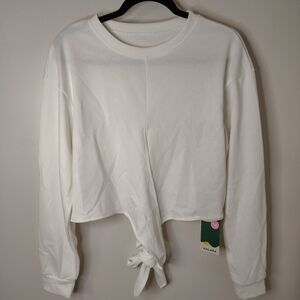 Halara Drop Shoulder Tie Back Cropped Sweatshirt